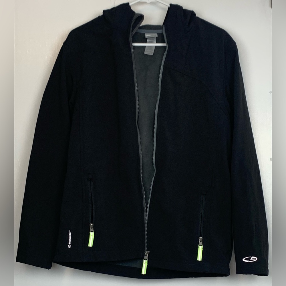 Black Hooded Jacket with Full-Length Zipper